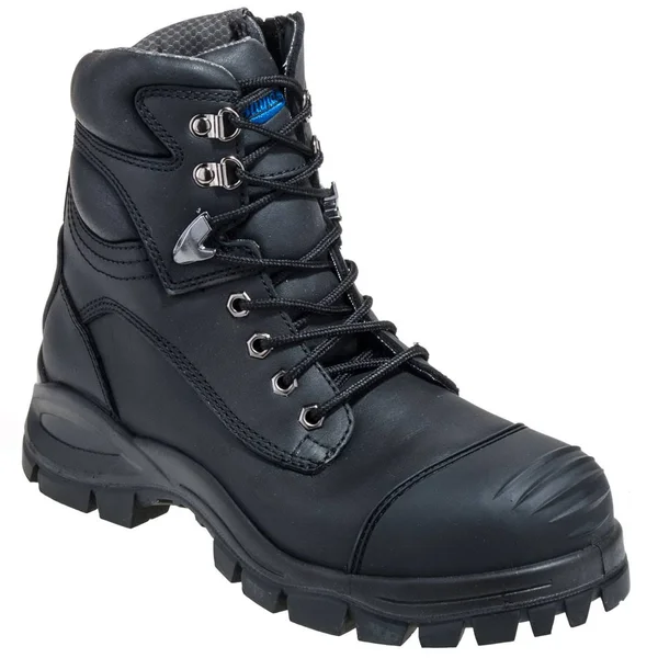 Blundstone Style 997 Black Lace-Up Zip Safety Boot, 7, Men's