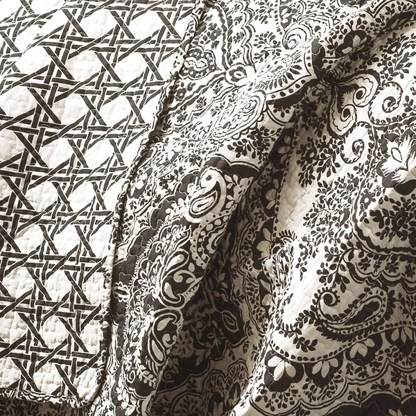 Lush Decor Aubree 3 Piece Quilt Set, King, Black/White