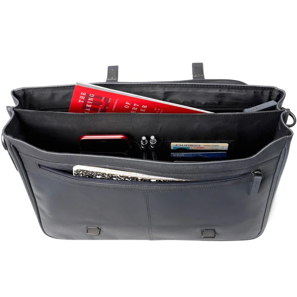 Alpine Swiss Genuine Leather 15.6” Laptop Briefcase Flap Over Messenger Bag, 16" x 12.5" x 4"