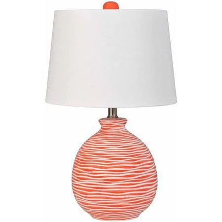 Ceramic Table Lamp with Shade On/Off CFL Bulb Included