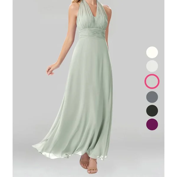 Azazie A-Line/Princess Straight Floor-Length Chiffon Bridesmaid Dresses - Silver