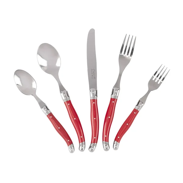 French Home Laguiole 20 Piece Stainless Steel Flatware Set - Service for 4, Scarlet RED.