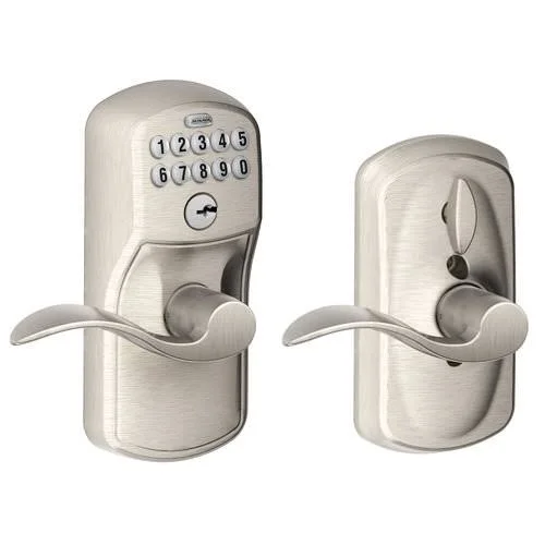 Schlage FE595 PLY/ACC Plymouth Keypad Flex-Lock Entry Leverset with Accent Lever Antique Pewter
