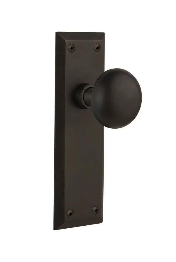 Nostalgic Warehouse 717366 New York Plate Privacy New York Door Knob, Oil-Rubbed Bronze
