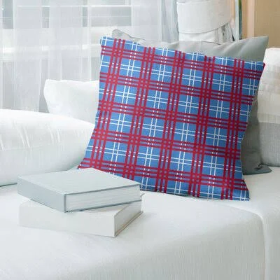 Square Pillow Cover & Insert East Urban Home Color: Light Blue/White/Red, Size: 18x22 x 18
