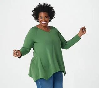 Isaac Mizrahi Live! Seamed Knit Top, Size 3X, Spruce Green