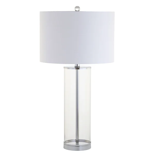 Jonathan Y Harper 29x22 Glass LED Table Lamp, Clear/Chrome