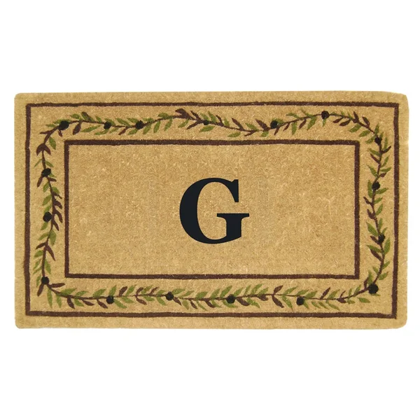 Heavy Duty 22x22 x 36x22 Coco Mat Olive Branch Border, Monogrammed G