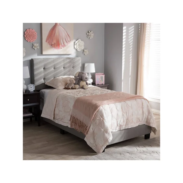 Baxton Studio Brookfield Fabric Twin Bed, Grey