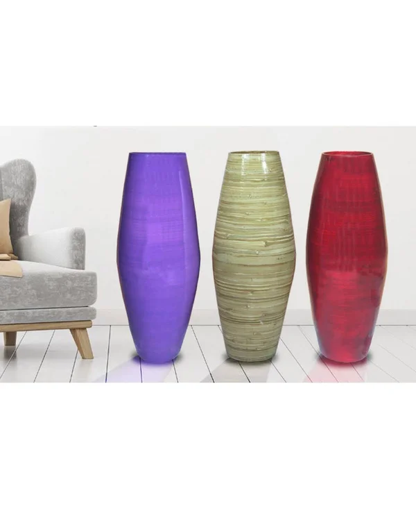27.5x22 Tall Bamboo Floor Vases, Set of 3 Colors