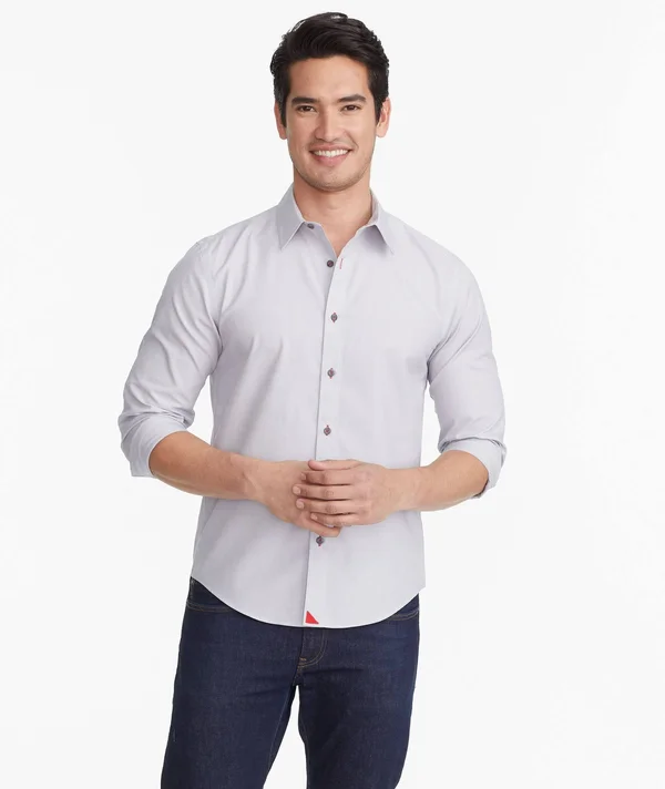 Wrinkle-Free Rubican Shirt - Gray with Red Stitching - UNTUCKit