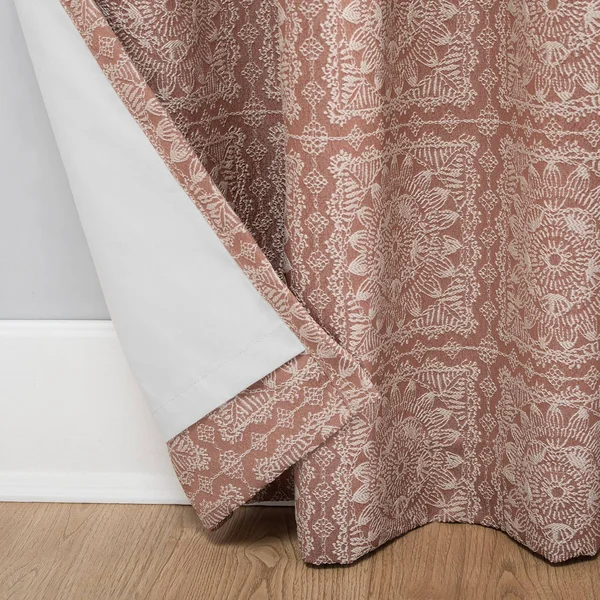Sun Zero Evie Medallion Jacquard Theater Grade Extreme 100% Blackout Grommet-Top Curtain PANEL, Orange