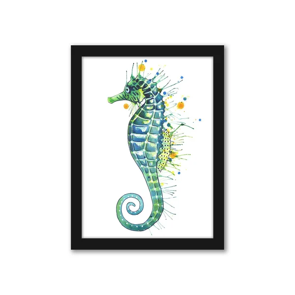 Americanflat Seahorse Green Framed Wall Art - Multicolor, 15x12
