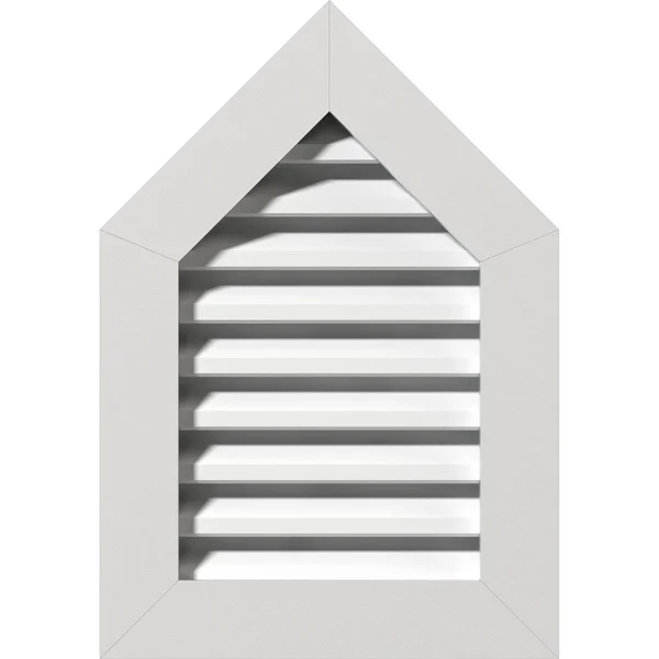 14 inchw x 24 inchh Peaked Top Gable Vent (19 inchw x 29 3/4 inchh Frame Size) 14/12 Pitch: Functional, PVC Gable Vent w/ 1 inch
