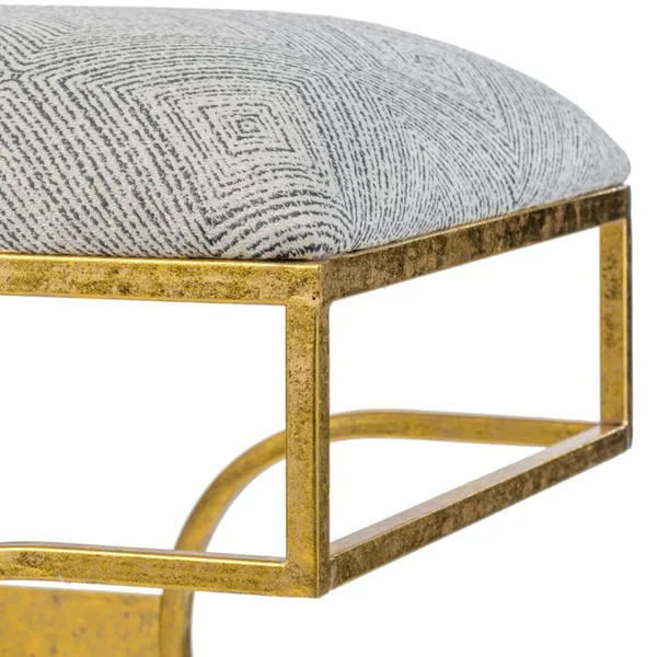 23.5x22 Gold Classic Vintage Style Upholstered Rectangular Bench