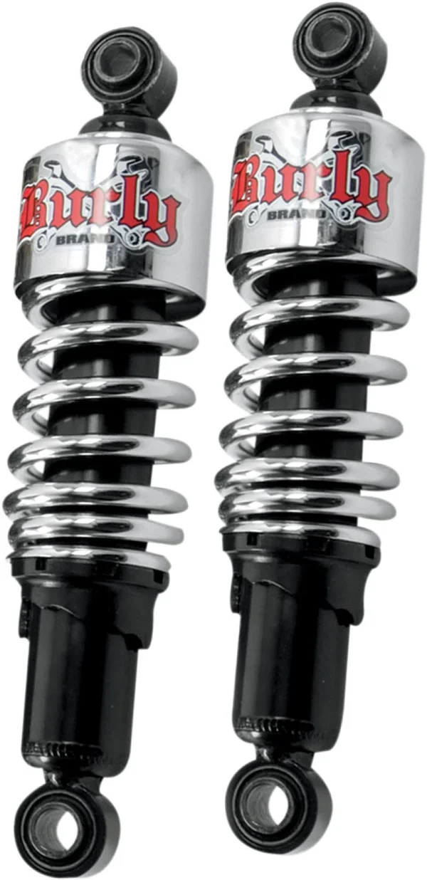 New Burly Slammer 10.5x22 Chrome & Black Rear Shocks 88-03 Sportster B28-1200