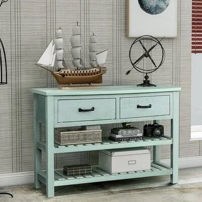 Menefee 45x22 Solid Wood Console Table Longshore Tides Color: Antique Blue