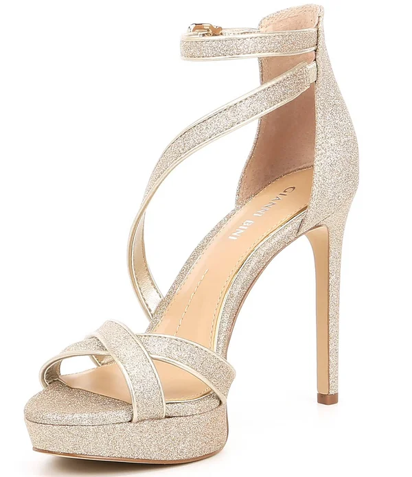 Gianni Bini Corielle Glitter Strappy Platform Sandals - 7M