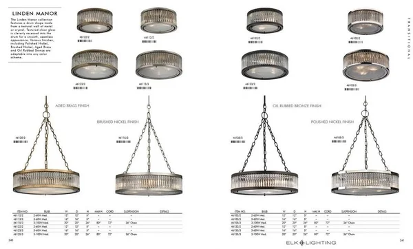 Elk Lighting 46114/3 Linden Manor 3 Light Pendant in Brushed Nickel