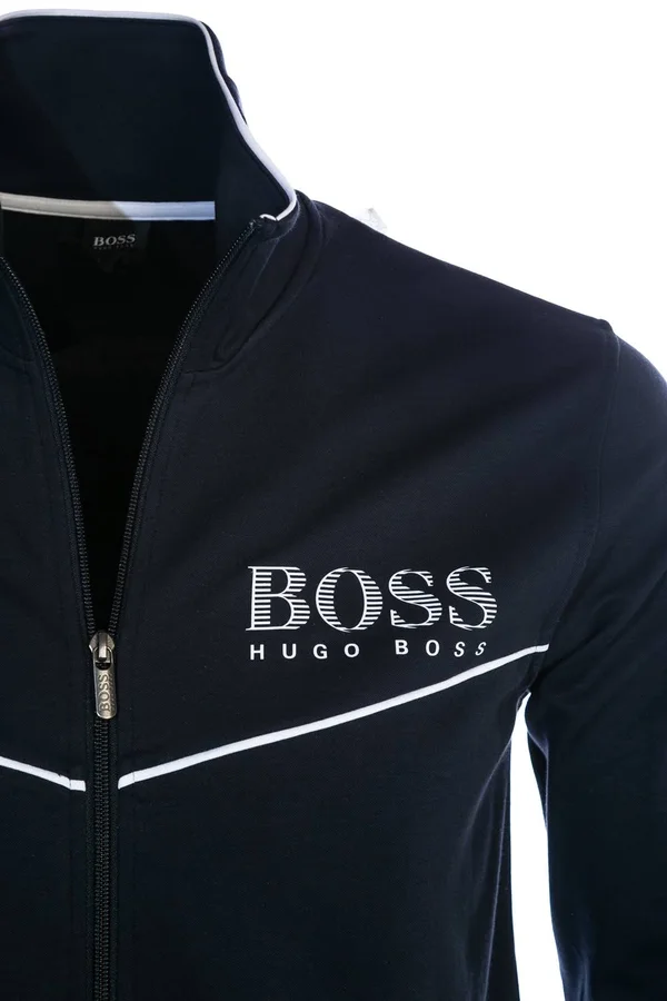 Boss Tracksuit Jacket Sweat Top in Navy