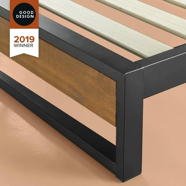 Priage by Zinus Good Design Winner 6 inch Brown Metal and Wood Platforma Bed - King