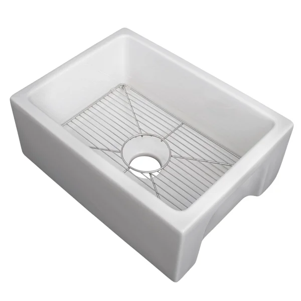 ZLINE Venice 24 inch Farmhouse Reversible Fireclay Sink in White Gloss, FRC5120-WH-24