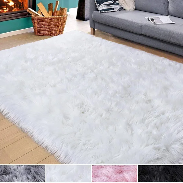 Homore Soft Fluffy Faux Fur Area Rug for Bedroom Living Room - Extra Comfy and Fuzzy Rugs, Washable Plush Carpet for Bed Home Dec