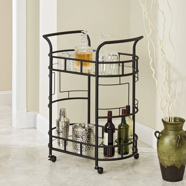 Silverwood Sinclair 2-Tier Serving Cart in Hammered Bronze