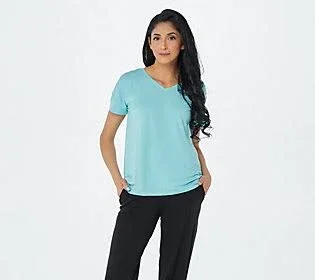 Anybody SeaWool Boyfriend V-Neck Tee, Size Medium, Sky Blue