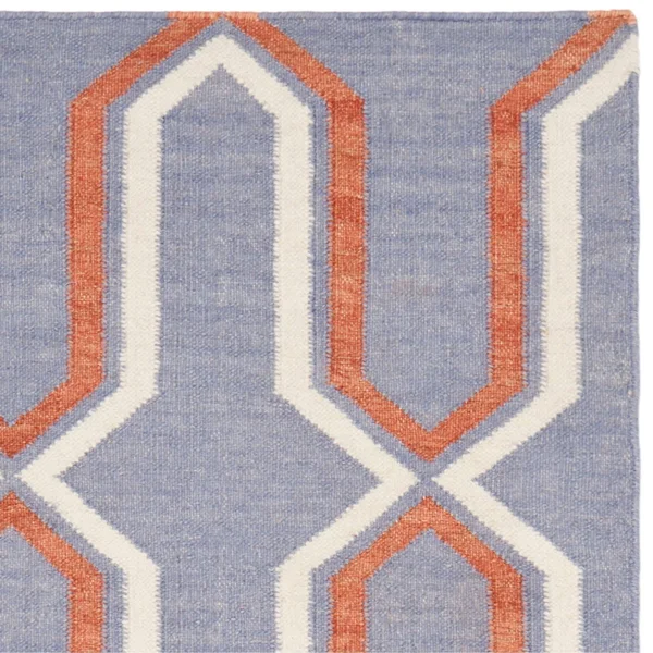 Safavieh 5' x 8' Dhurries DHU559B Light Blue, Dark Blue Rug