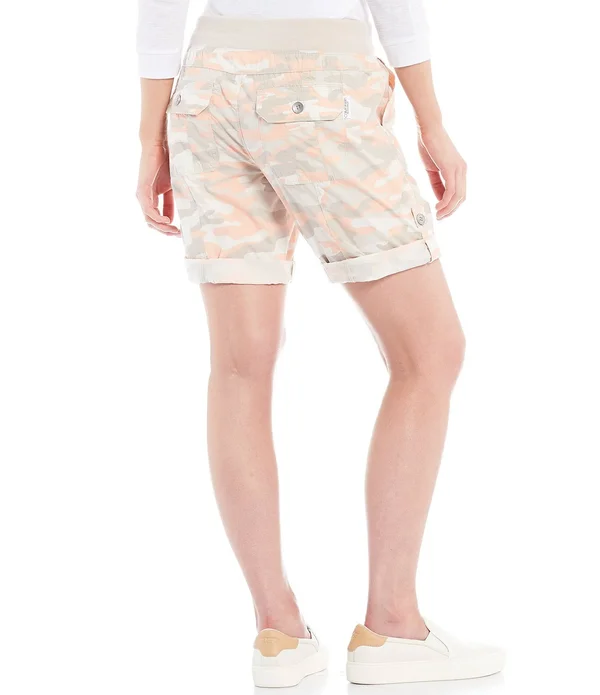 Calvin Klein Performance Camo Print Convertible Cargo Bermuda Shorts, Womens, L, Camo Silver