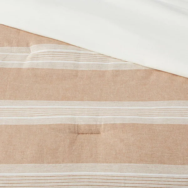 Twin/Twin XL Chambray Yarn Dye Stripe Comforter & Sham Set Brown - Threshold