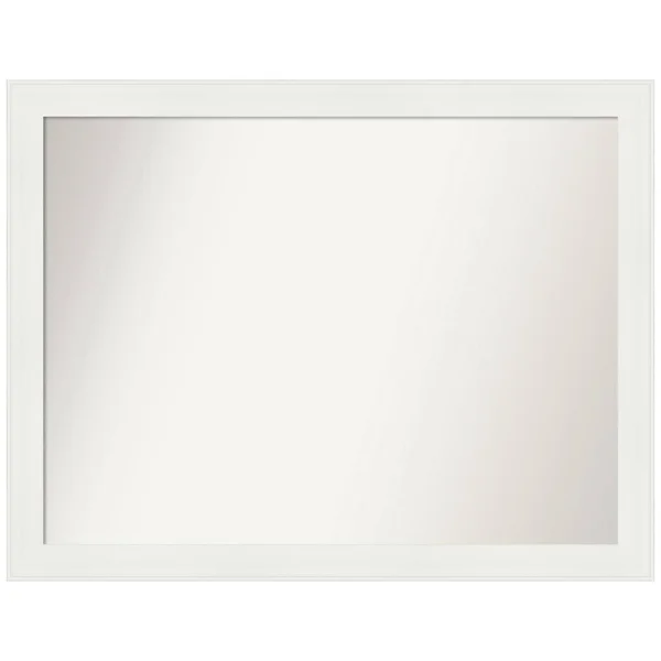 Amanti Art Medium Rectangle Matte White Casual Mirror (27.38 in. H x 35.38 in. W)