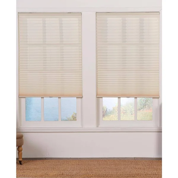 Perfect Lift Window Treatment Cut-to-Width Ecru Cordless Light Filtering Pleated Shade - 66.5 in. W x 72 in. L - White