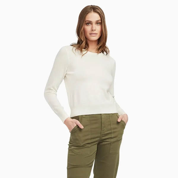 The Essential Cashmere Sweater Womens White, Xxs by NAADAM
