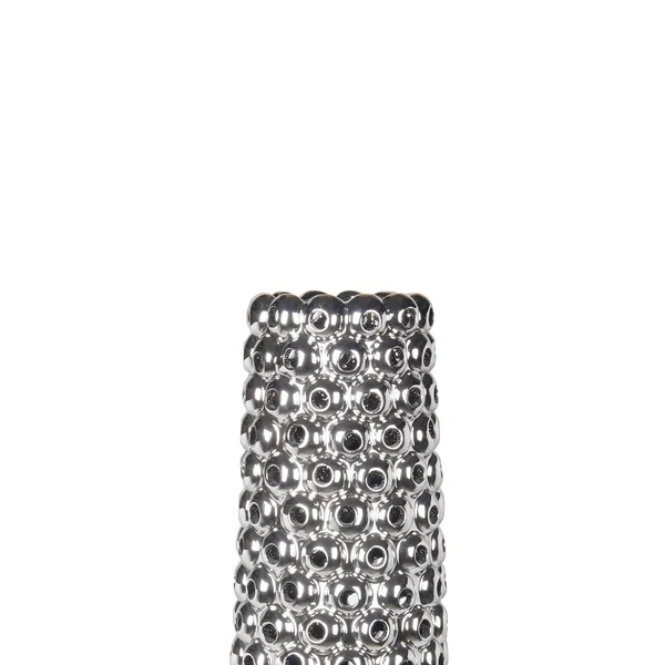 Benzara Bm203742 Contemporary Style Ceramic Vase with Raised Pierced Motif Silver