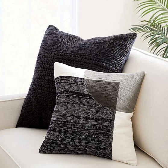 Crewel Overlapping Shapes & Cozy Weave Pillow Set - Set of 2
