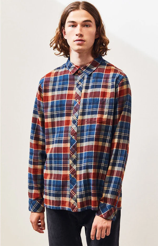 Billabong Coastline Flannel Shirt - Men's Dark Blue - L