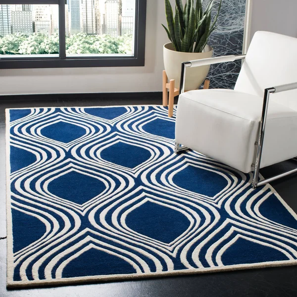 Safavieh 5& x 5& Round Chatham CHT758C Dark Blue - Ivory Rug