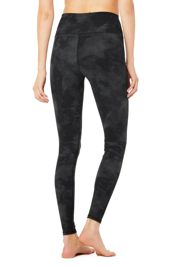 High-Waist Solarized Tie-Dye Legging - Black