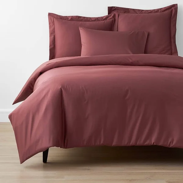 Company Cotton Wrinkle-Free Sateen Duvet Cover - Pink, Size Full, The Company Store