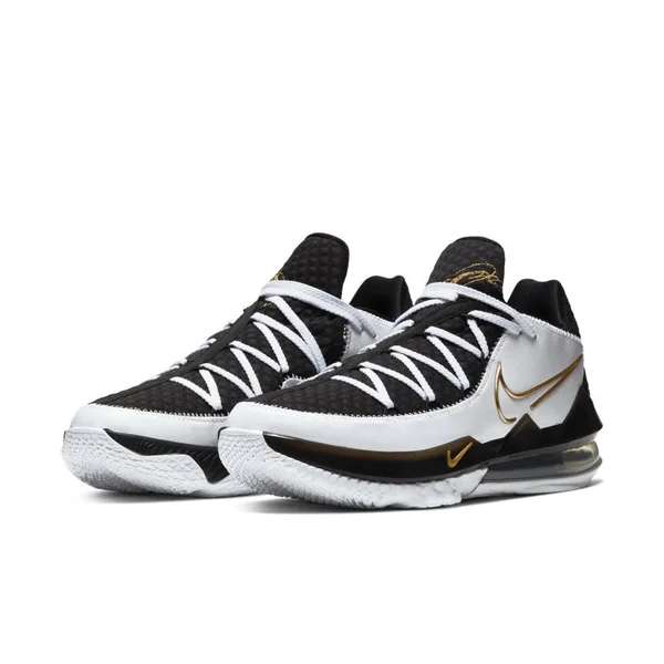 Nike Lebron 17 Low - Mens Basketball Shoes - White/Metallic Gold/Black - Size 7.5