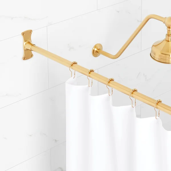 48x22 Straight Solid Brass Shower Rod - Brushed Nickel, Signature Hardware