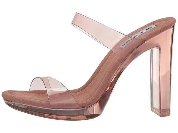 Steve Madden Glassy Clear Block Heel Dress Sandals - 8.5M