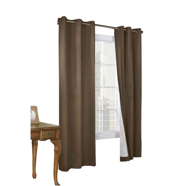 Weathermate Grommet Top Curtain Panel Pair Chocolate 80 x 63x22