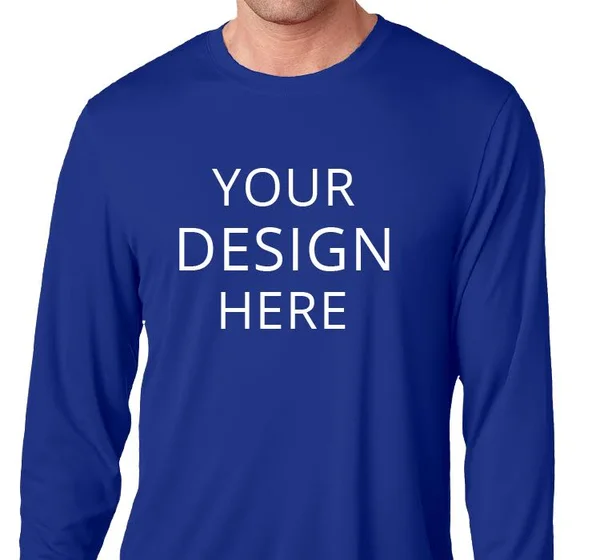 Custom Printed Hanes Adult Cool DRI? Long Sleeve Performance Tee - Size: S, Deep Royal