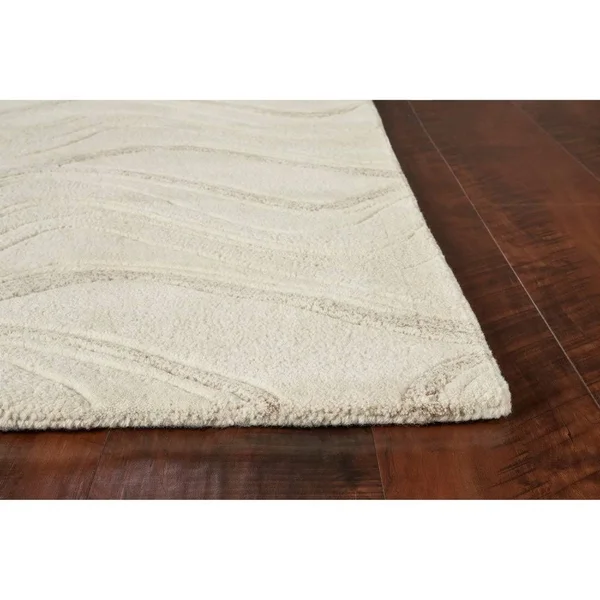 Kas Eternity Waves Hand-Tufted Wool Rug Ivory 2&3x22 x 3&9x22 Latex Free Wool Abstract, Stripe