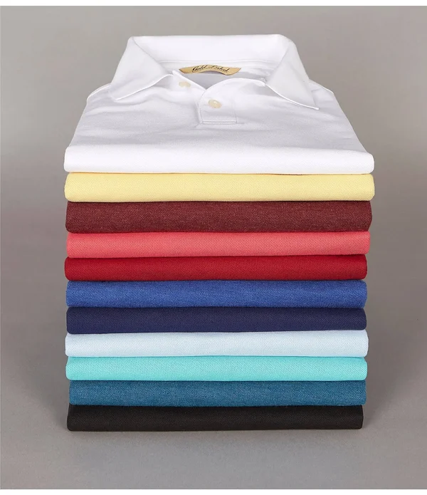 Roundtree Yorke Gold Label Big Tall Perfect Performance Short-Sleeve Solid Non-Iron Polo - 4XT