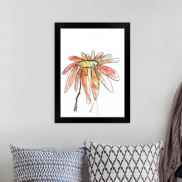Red Modern Botanical, Black Framed Wall Art, 18x24, Great Big Canvas