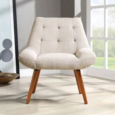 Bednarz 31.5x22 W Tufted Polyester Side Chair Wade Logan Body Fabric: Cream Polyester